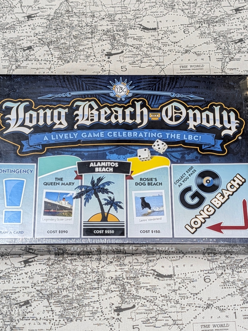 NIB Long Beach-Opoly Board Game Late for the Sky Sealed LBC Monopoly Edition